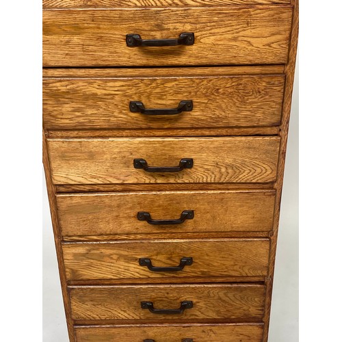 261 - BANK OF DRAWERS, early 20th century English oak with eight drawers, 48cm x 38cm x 105cm H.