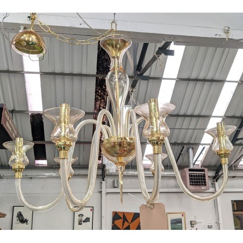 326 - BELLA FIGURA LEONARDO CHANDELIER, Venetian Murano gold glass, six branch, 65cm drop minus chain.