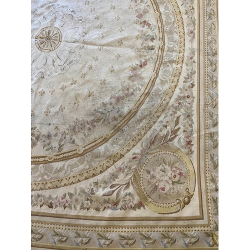 120 - AUBUSSON SAVONNERIE DESIGN CARPET, 247cm x 232cm.