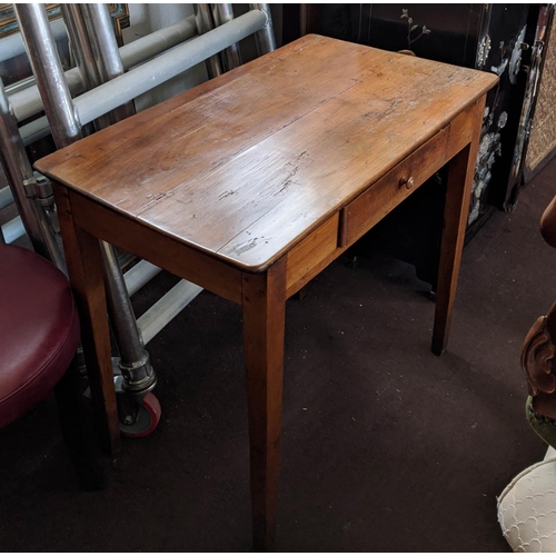 123 - SIDE TABLE, 83cm x 48cm x 74cm H, 19th century fruitwood with a small frieze drawer.