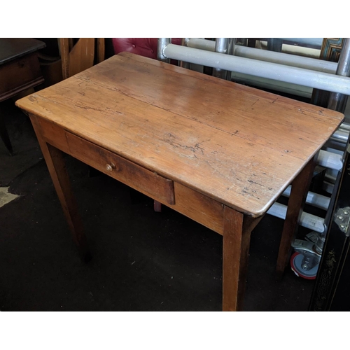 123 - SIDE TABLE, 83cm x 48cm x 74cm H, 19th century fruitwood with a small frieze drawer.