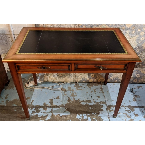 124 - WRITING TABLE, 100cm W x 60cm D x 70cm H, Directoire style cherrywood with an inlaid leather writing... 