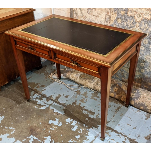 124 - WRITING TABLE, 100cm W x 60cm D x 70cm H, Directoire style cherrywood with an inlaid leather writing... 