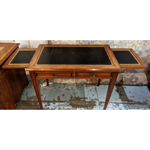 124 - WRITING TABLE, 100cm W x 60cm D x 70cm H, Directoire style cherrywood with an inlaid leather writing... 