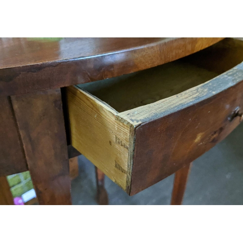 127 - OVAL SIDE TABLE, 67cm W x 40cm D x 78cm H, Biedermeier mahogany with frieze drawer.