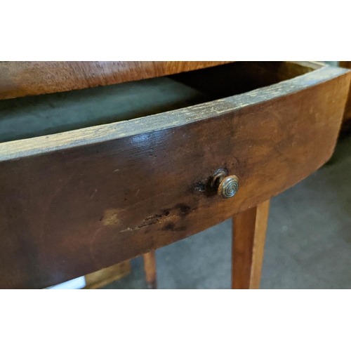 127 - OVAL SIDE TABLE, 67cm W x 40cm D x 78cm H, Biedermeier mahogany with frieze drawer.