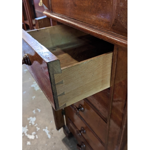 129 - CENTRE PEDESTAL DESK, 74cm x 78cm H x 129cm, 19th century Continental mahogany with inlaid leather s... 