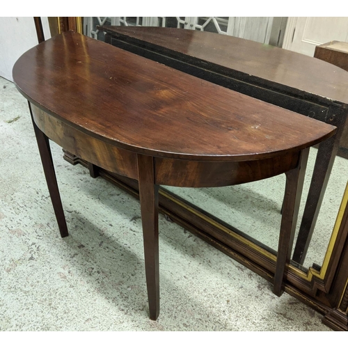 133 - DEMI LUNE CONSOLE TABLE, 121cm x 47cm x 71cm H, 19th century mahogany.