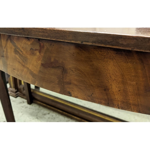 133 - DEMI LUNE CONSOLE TABLE, 121cm x 47cm x 71cm H, 19th century mahogany.