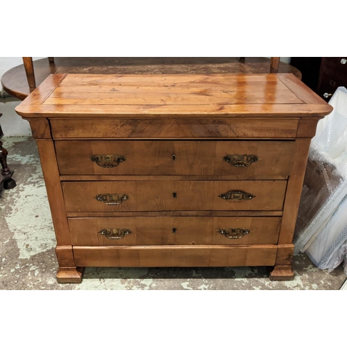 134 - COMMODE, 90cm H x 56cm D x 121cm W, mid 19th century Louis Philippe fruitwood with five drawers.