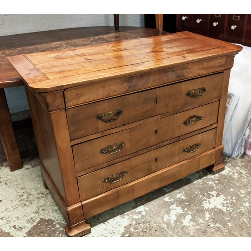 134 - COMMODE, 90cm H x 56cm D x 121cm W, mid 19th century Louis Philippe fruitwood with five drawers.