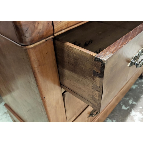 134 - COMMODE, 90cm H x 56cm D x 121cm W, mid 19th century Louis Philippe fruitwood with five drawers.