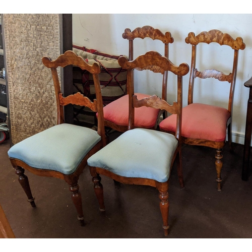 136 - SIDE CHAIRS, a pair, each 42cm wide, 19th century Swedish birch with red seats and another similar p... 