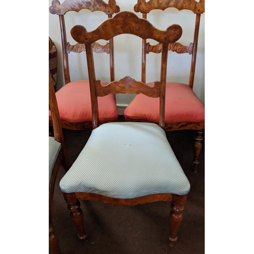 136 - SIDE CHAIRS, a pair, each 42cm wide, 19th century Swedish birch with red seats and another similar p... 