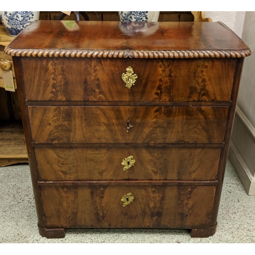 139 - COMMODE, 85cm W x 49cm D x 101cm H, 19th century Swedish Biedermeier mahogany, four drawers with car... 