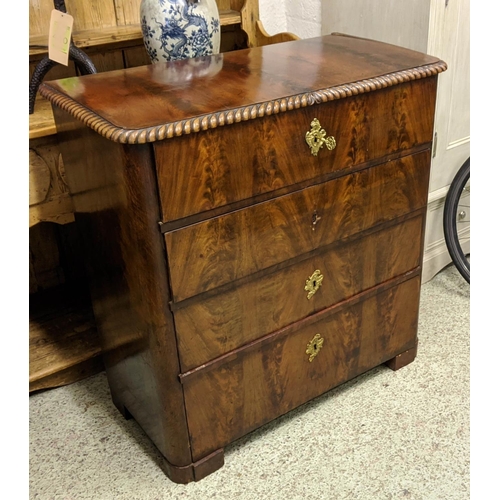 139 - COMMODE, 85cm W x 49cm D x 101cm H, 19th century Swedish Biedermeier mahogany, four drawers with car... 