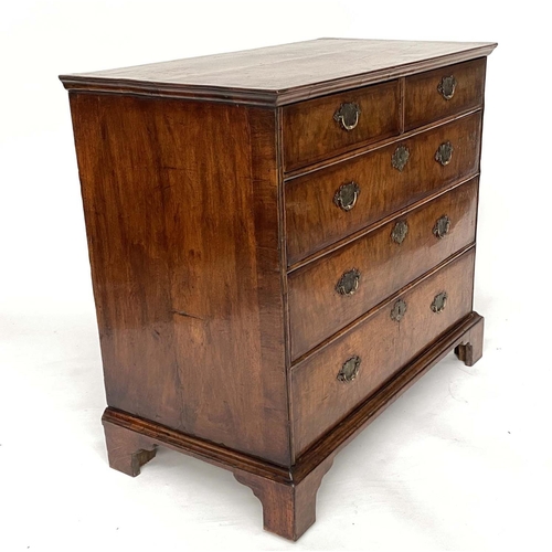 154 - CHEST, 92cm H x 100cm W x 54cm D, early 18th century English Queen Anne figured walnut with two shor... 