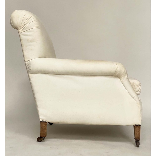 157 - HOWARD STYLE ARMCHAIR, 72cm W, early 20th century Edwardian calico upholstered in the manner Howard ... 