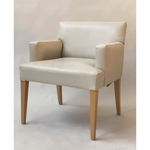 160 - ARMCHAIRS, a pair, 1970s Scandinavian style grey leather with tapering supports, 66cm W. (2)