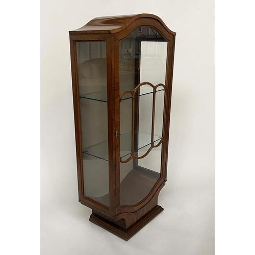 161 - ART DECO DISPLAY CABINET, burr walnut with two 'cloud' shaped glazed doors and shaped plinth, 57cm W... 