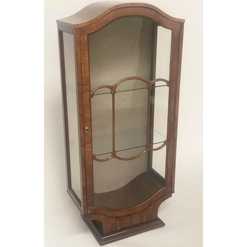 161 - ART DECO DISPLAY CABINET, burr walnut with two 'cloud' shaped glazed doors and shaped plinth, 57cm W... 