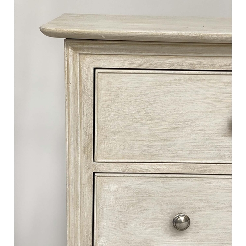 163 - LOW CHEST, French Louis Philippe style, grey painted with seven drawers, 160cm W x 52cm D x 83cm H.