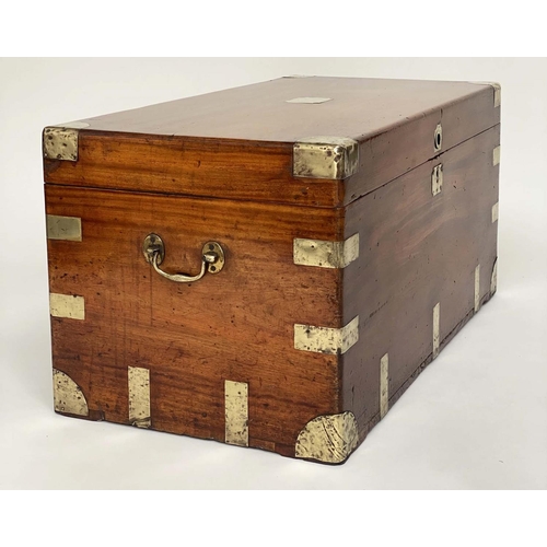 169 - TRUNK, 19th century Chinese export brass bound camphorwood with rising lid and carrying handles, 104... 