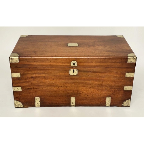 169 - TRUNK, 19th century Chinese export brass bound camphorwood with rising lid and carrying handles, 104... 