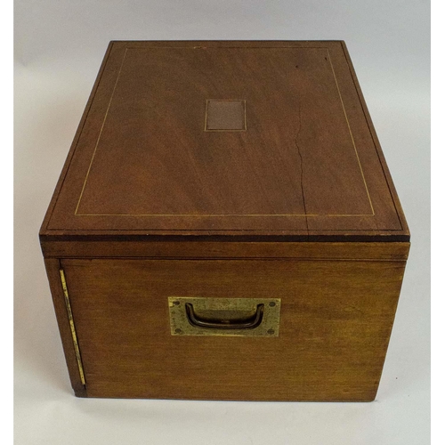 18 - DISPLAY CABINET, early 20th century adapted from a canteen of cutlery, rising lid opening to reveal ... 