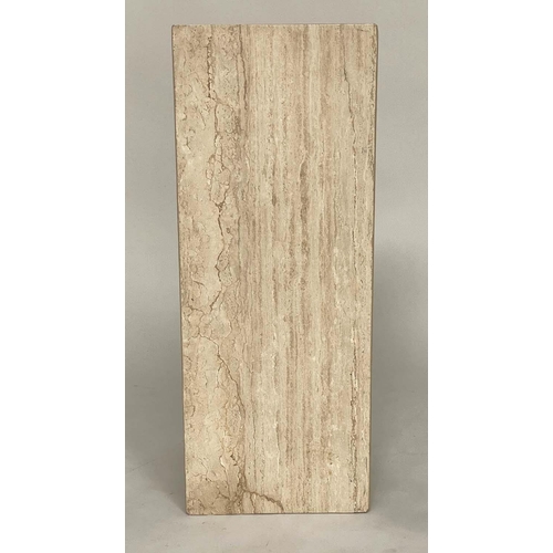 182 - TRAVERTINE COLUMN/PLINTH, Italian of square section, 35cm x 35cm x 90cm H.