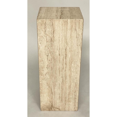 182 - TRAVERTINE COLUMN/PLINTH, Italian of square section, 35cm x 35cm x 90cm H.