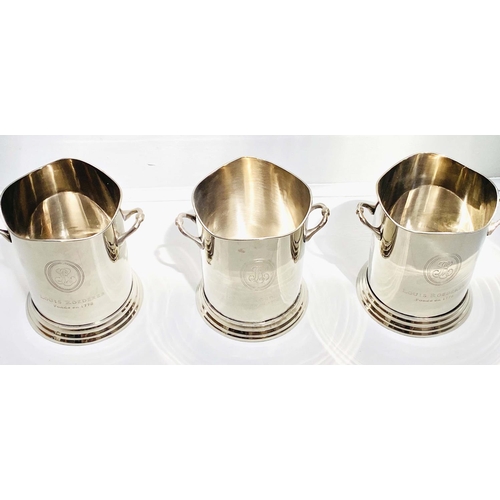 353 - CHAMPAGNE BUCKETS, a set of three, 24cm H, each stamped Louis Roederer. (3)