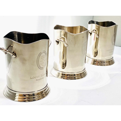 353 - CHAMPAGNE BUCKETS, a set of three, 24cm H, each stamped Louis Roederer. (3)