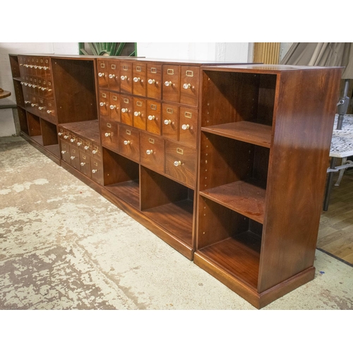 357 - MEDICINE CABINET, sapele in five parts containing twenty drawers with glass handles, adjustable shel... 