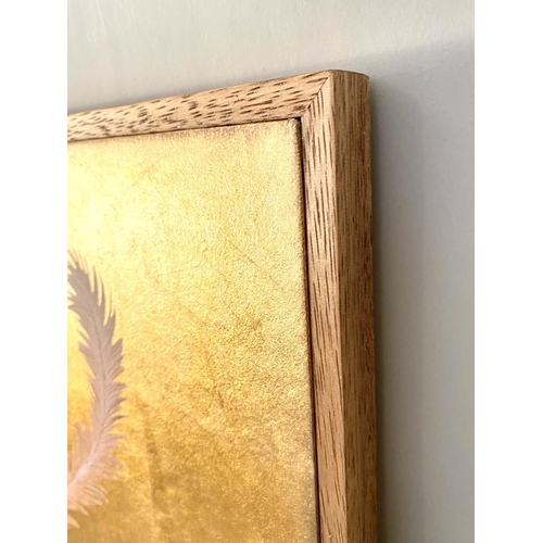 372 - JAPANESE STYLE WALL PANEL, framed, 140cm x 52cm, gilded finish.