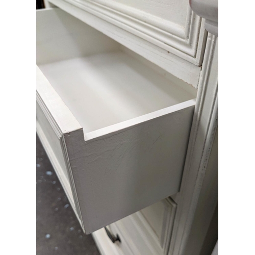 379 - TALL CHEST OF DRAWERS, 38cm x 60cm x 100cm H, five drawers in a cream painted finish.