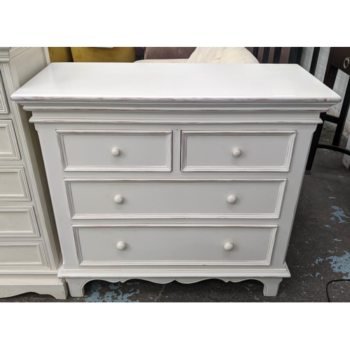 380 - CHEST OF DRAWERS, 94cm x 40cm x 87cm H, cream painted.