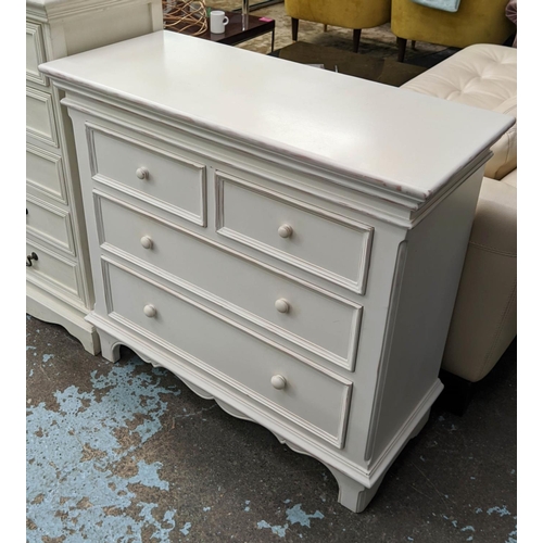 380 - CHEST OF DRAWERS, 94cm x 40cm x 87cm H, cream painted.