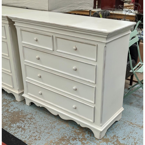 381 - CHEST OF DRAWERS, 114cm x 47cm x 103cm H, cream painted.