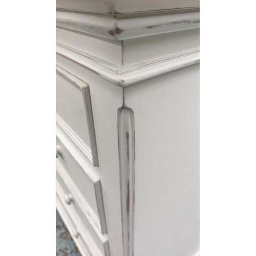 381 - CHEST OF DRAWERS, 114cm x 47cm x 103cm H, cream painted.