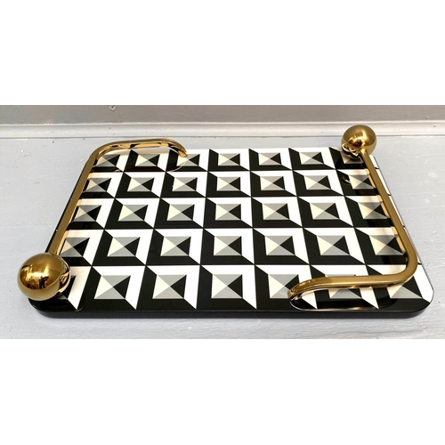 391 - COCKTAIL TRAY, 1950s Italian style, gilt metal detail, 7cm x45cm x29cm.