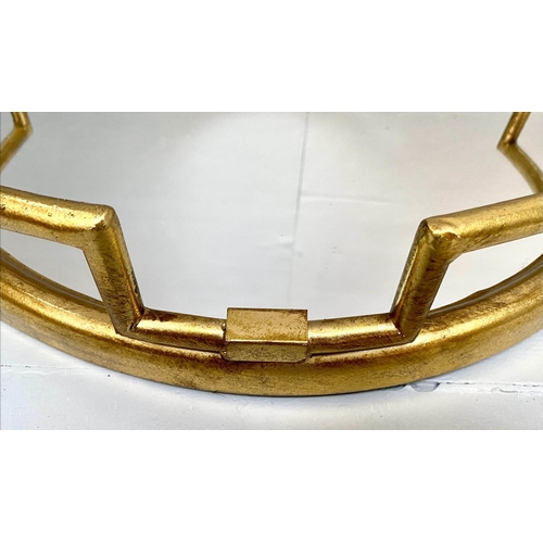 392 - COCKTAIL TRAYS, a pair, 1950s Italian style, gilt metal and mirror, 95cm x46cm. (2)