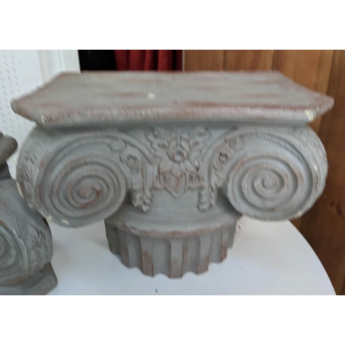 395 - IONIC COLUMN WALL NICHES, a pair, aged painted finish, 43cm x 20cm x 32cm. (2)