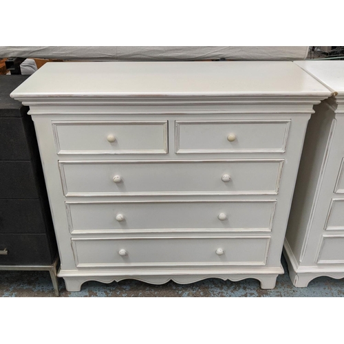 403 - CHEST, 112cm x 47cm x 103cm H, cream painted.