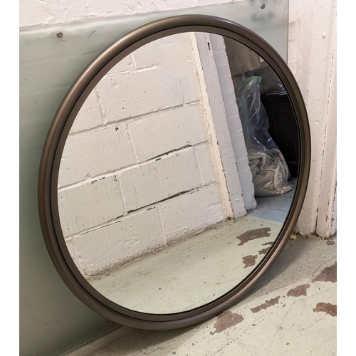 463 - CIRCULAR WALL MIRROR, 100cm diam, 1970's Italian style, grey painted tubular frame.