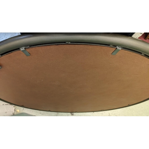 463 - CIRCULAR WALL MIRROR, 100cm diam, 1970's Italian style, grey painted tubular frame.