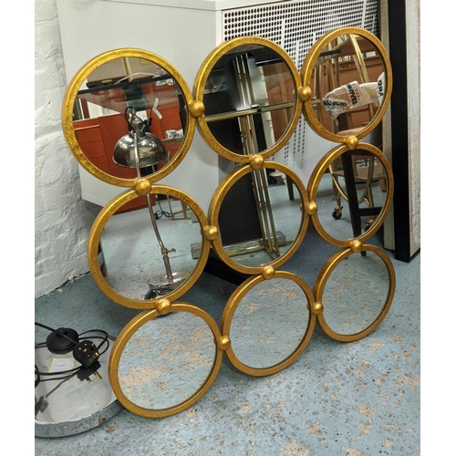 464 - BUBBLE WALL MIRROR, 70cm x 70cm, 1960's French style, gilt metal frame.