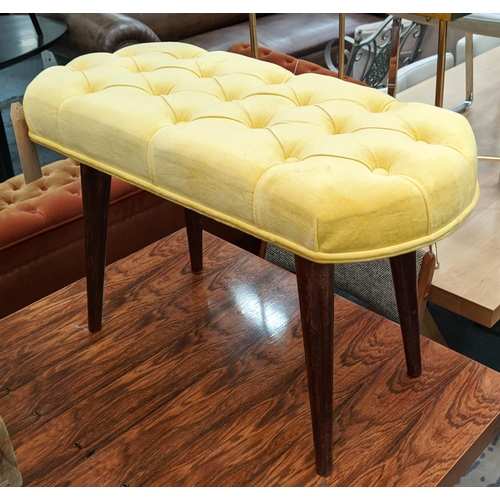 467 - WINDOW SEAT, 80cm x 36cm x 52cm, yellow buttoned velvet seat.