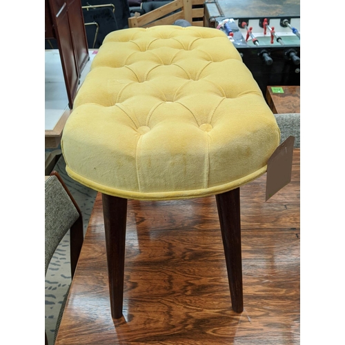 467 - WINDOW SEAT, 80cm x 36cm x 52cm, yellow buttoned velvet seat.