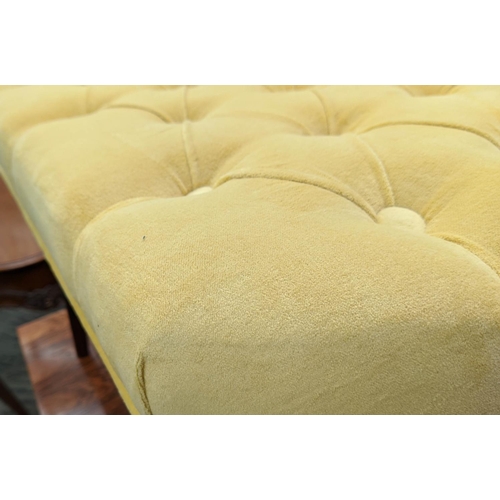 467 - WINDOW SEAT, 80cm x 36cm x 52cm, yellow buttoned velvet seat.